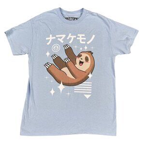 Hot Topic Kawaii Sloth Unisex Light Blue T-Shirt Sz Medium